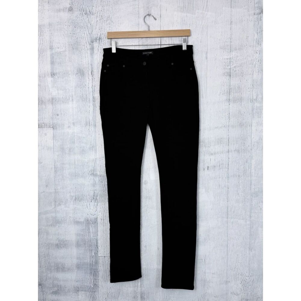 Eileen Fisher Stretch Knit Straight Pants Pockets Black Women's 10 (Fit 32x33)